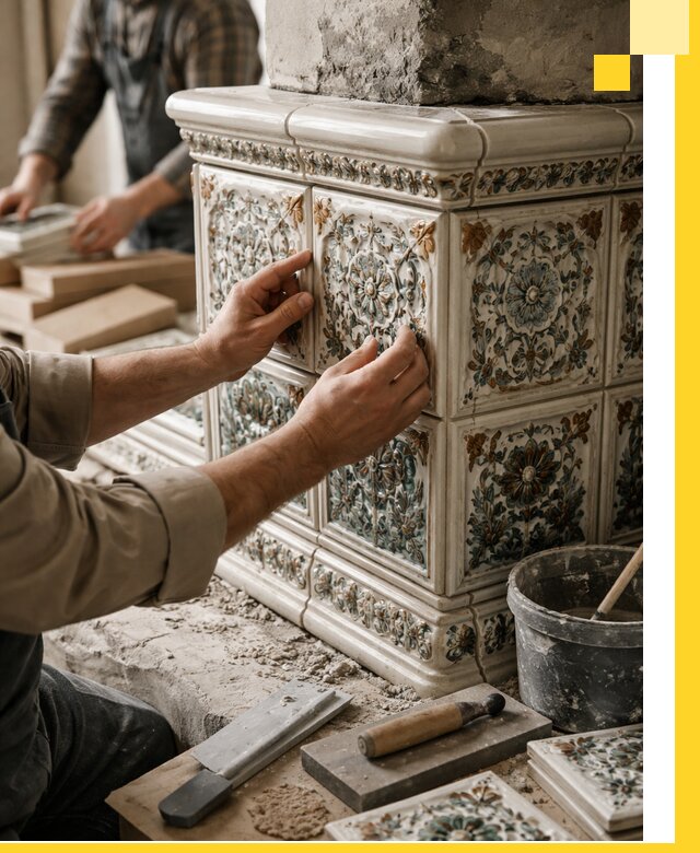 Изразцовые камины под ключ в Тулуне: проект и монтаж