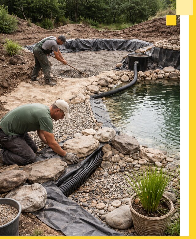 Строительство природных бассейнов и озер в Тулуне под ключ