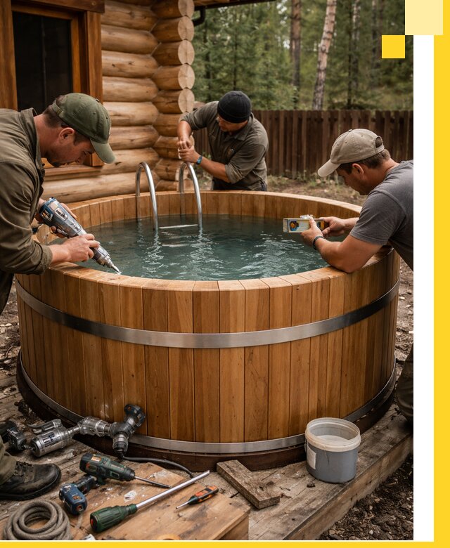 Строительство бань с купелью под ключ и отделкой в Тулуне