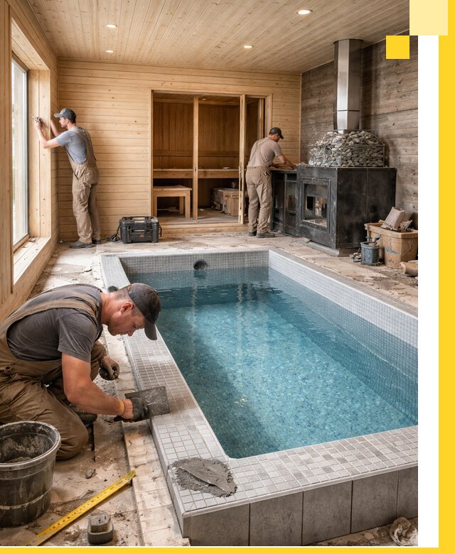 Проект бани с бассейном и сауной в Тулуне под ключ