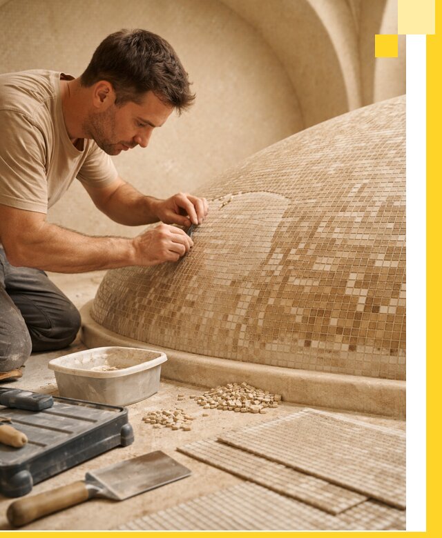 Профессиональная укладка мозаики для хамама под ключ в Тулуне